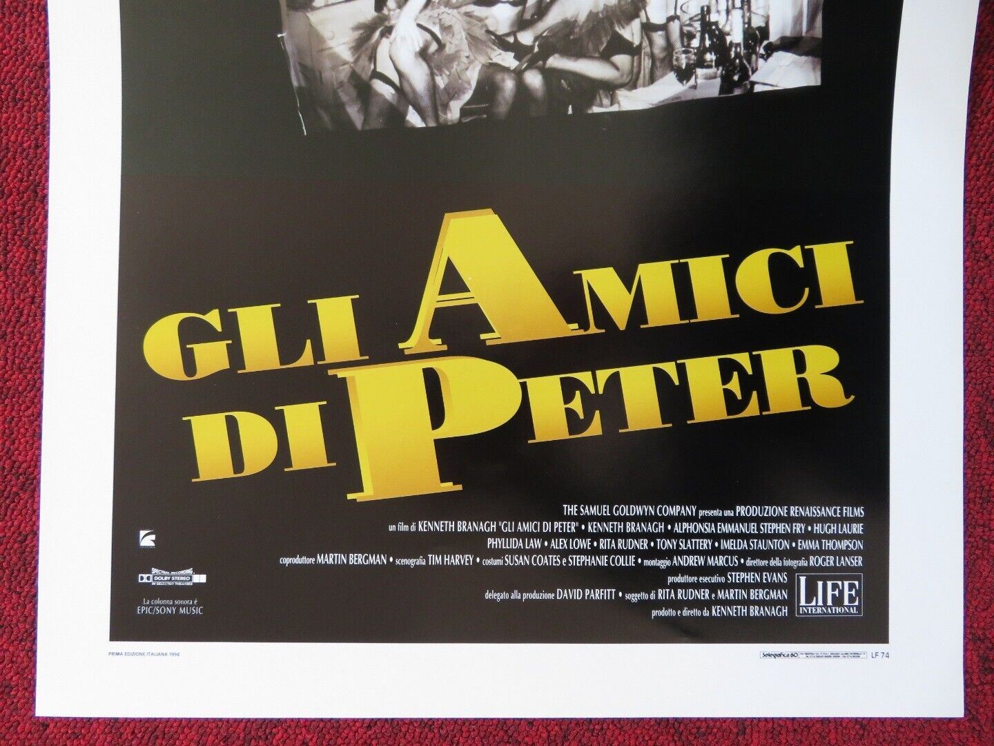 PETER'S FRIENDS ITALIAN LOCANDINA (27.5"x13") POSTER EMMA THOMPSON 1994