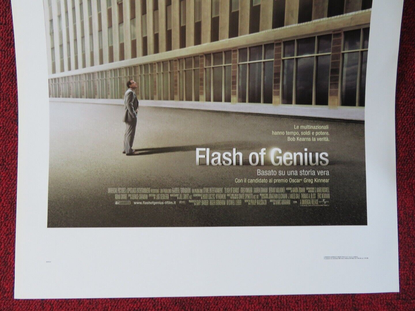 FLASH OF GENIUS  ITALIAN LOCANDINA (27.5"x13") POSTER GREG GINNEAR 2008