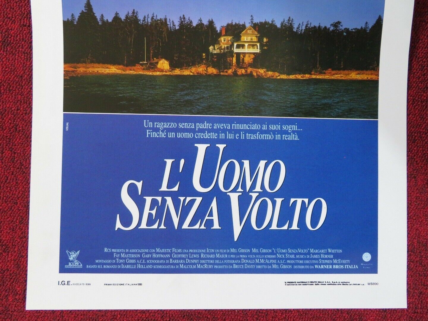 THE MAN WITHOUT A FACE ITALIAN LOCANDINA (27.5"x13") POSTER MEL GIBSON 1993