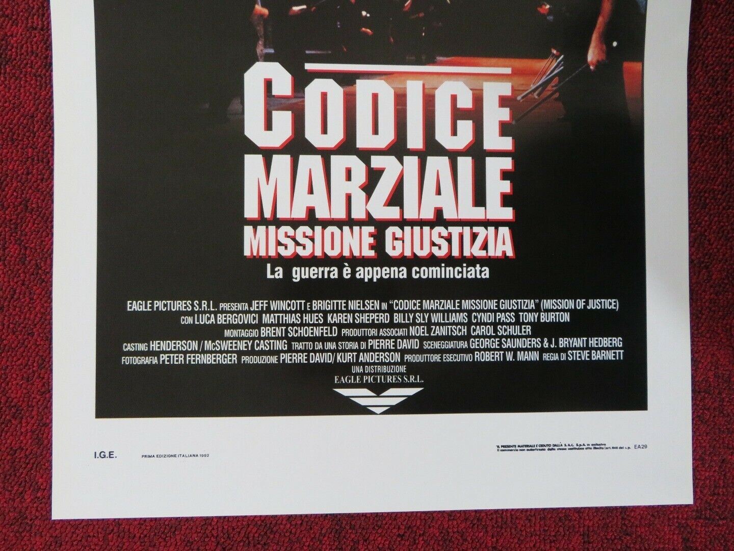 MISSION OF JUSTICE ITALIAN LOCANDINA (27.5"x13") POSTER BRIGIETTE NIELSEN 1992