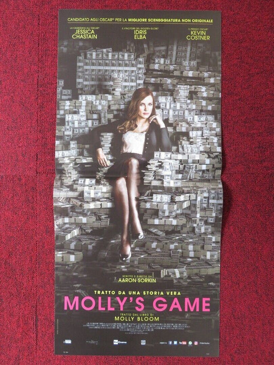 MOLLY'S GAME  ITALIAN LOCANDINA (27"x12.5") POSTER I ELBA KEVIN COSTNER '17