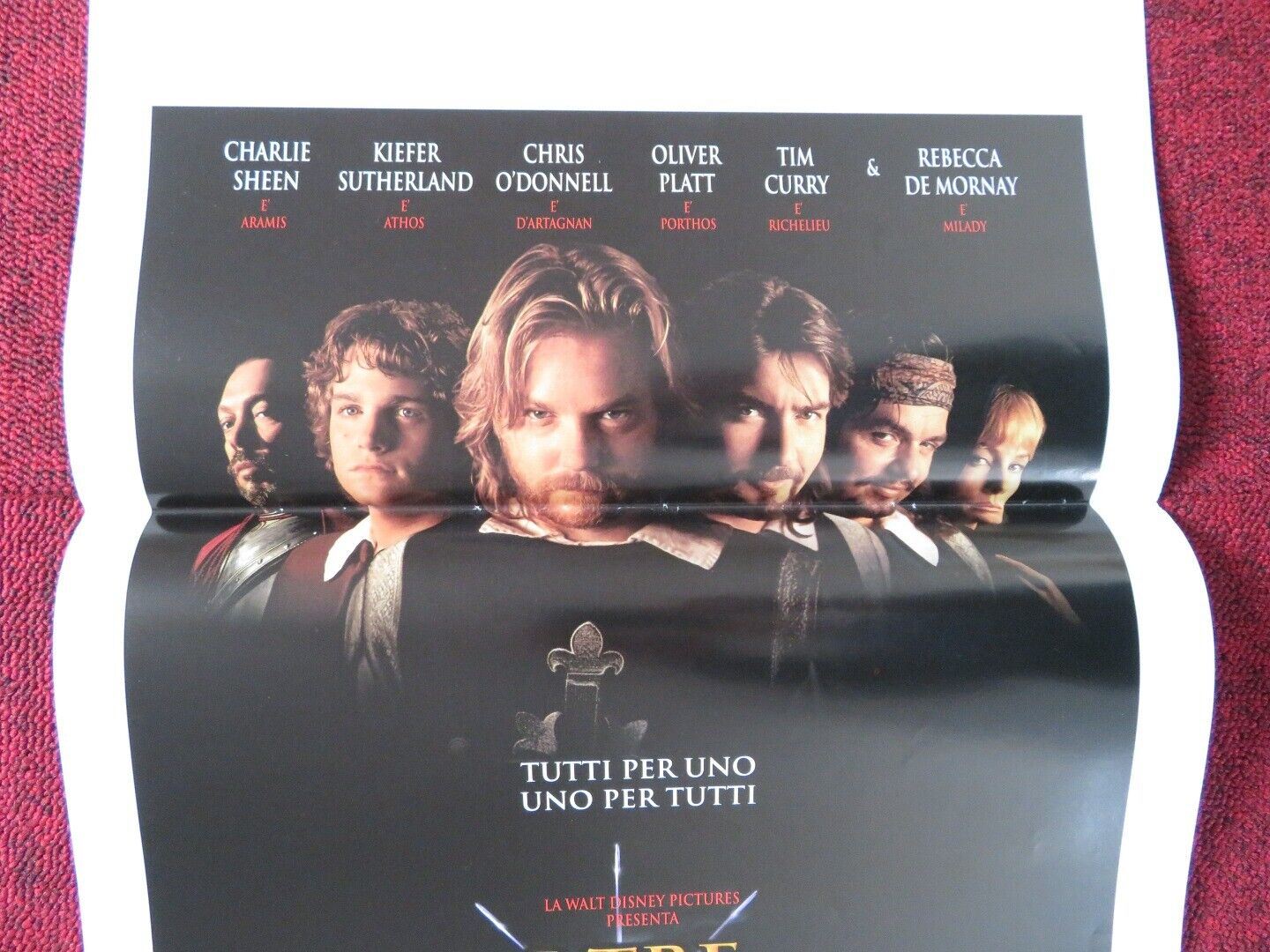 THE THREE MUSKETEERS ITALIAN LOCANDINA (27.5"x13") POSTER CHARLIE SHEEN 1994