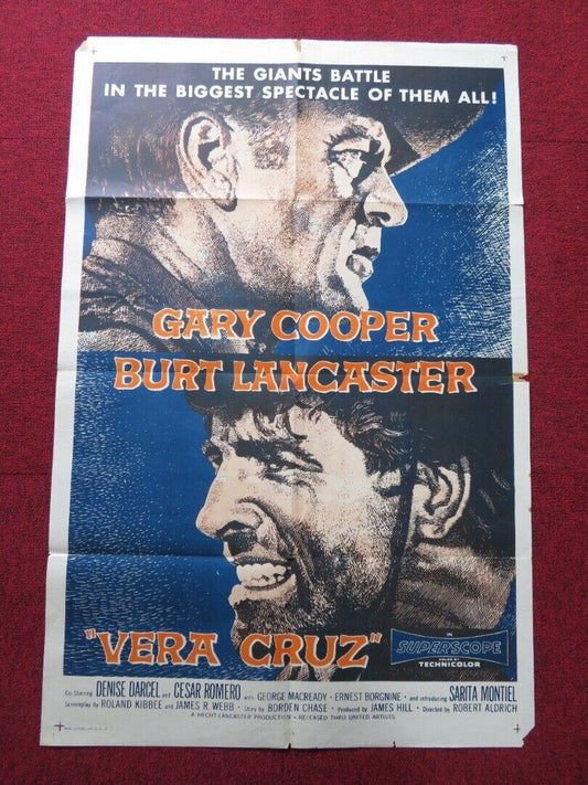 VERA CRUZ FOLDED US ONE SHEET POSTER GARY COOPER BURT LANCASTER 1954