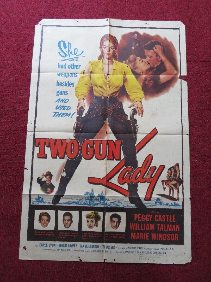 TWO-GUN LADY FOLDED US ONE SHEET POSTER PEGGY CASTLE WILLIAM TALMAN 1955