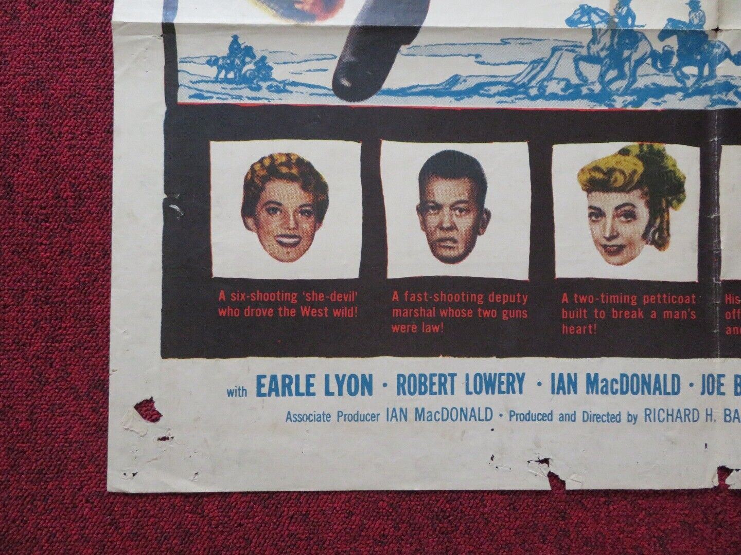 TWO-GUN LADY FOLDED US ONE SHEET POSTER PEGGY CASTLE WILLIAM TALMAN 1955