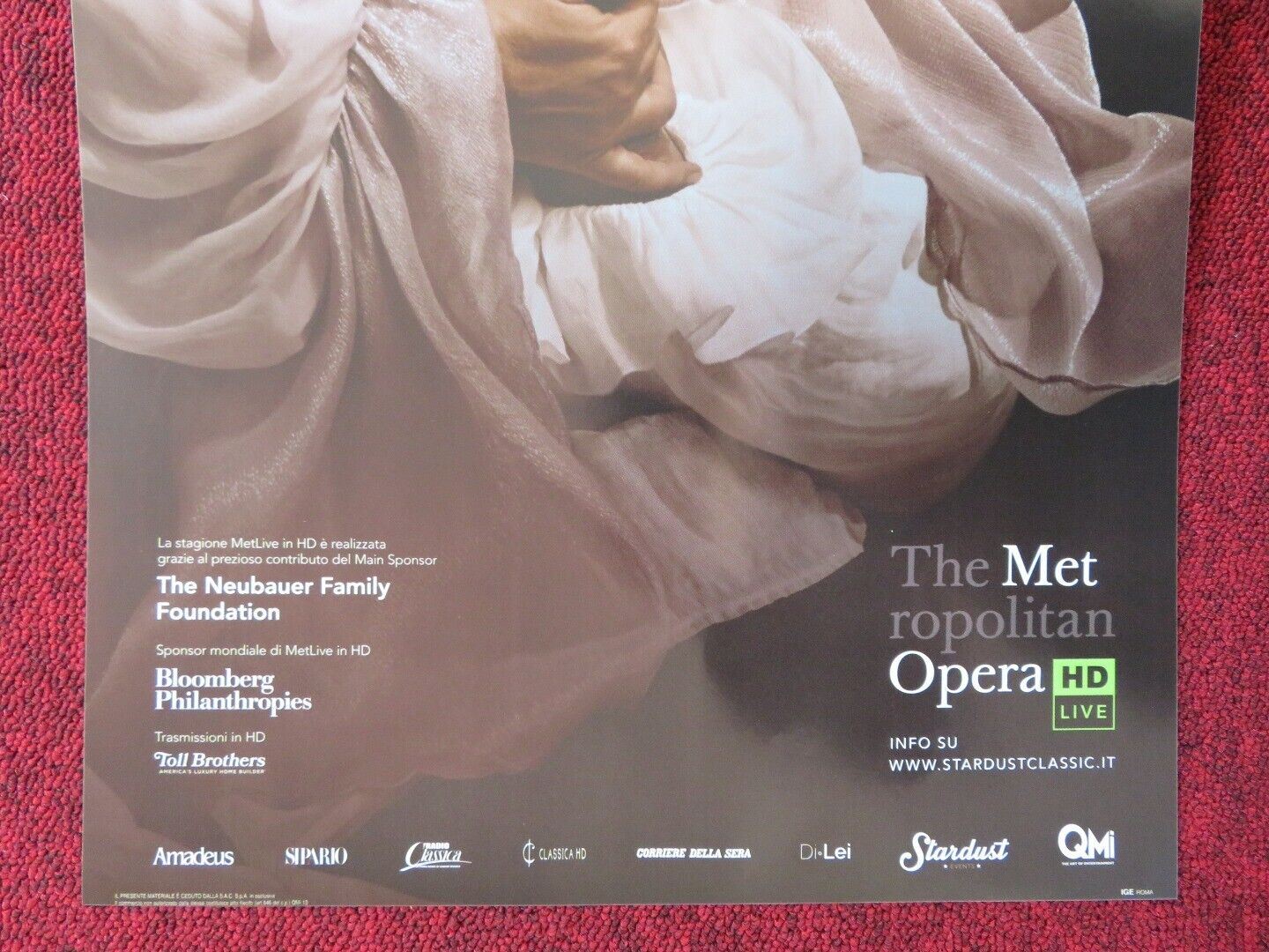 THE METROPOLITAN OPERA LIVE CINEMA ITALIAN LOCANDINA (26.5"x12.5") POSTER 16/17