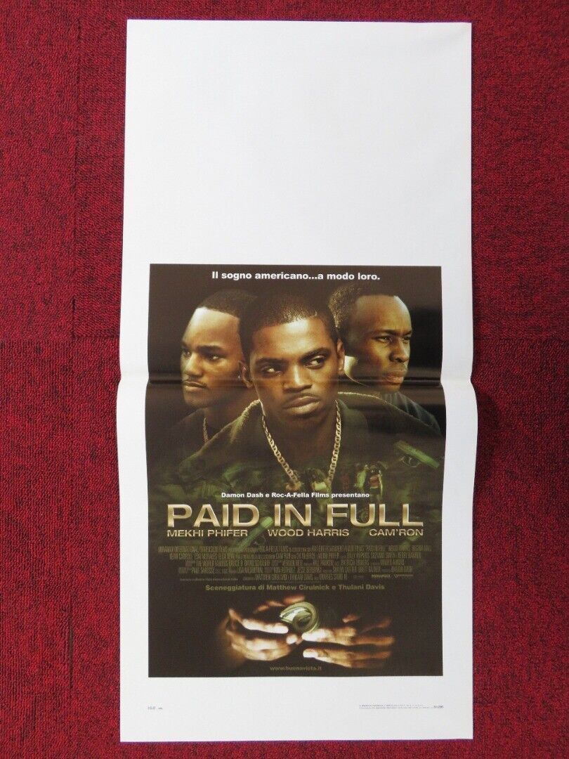 PAID IN FULL ITALIAN LOCANDINA (27.5"x13") POSTER MEKHI PHIFER WOOD HARRIS 2002