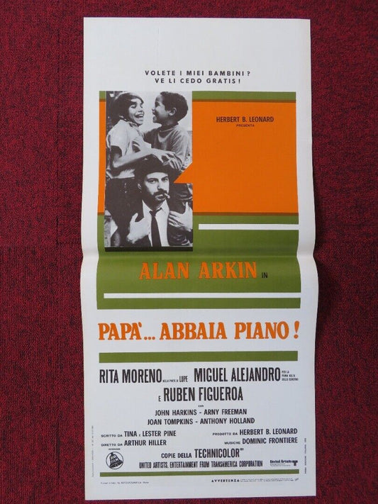 POPI ITALIAN LOCANDINA (27.5"x13") POSTER ALAN ARKIN RITA MERENO MIGUEL 1969