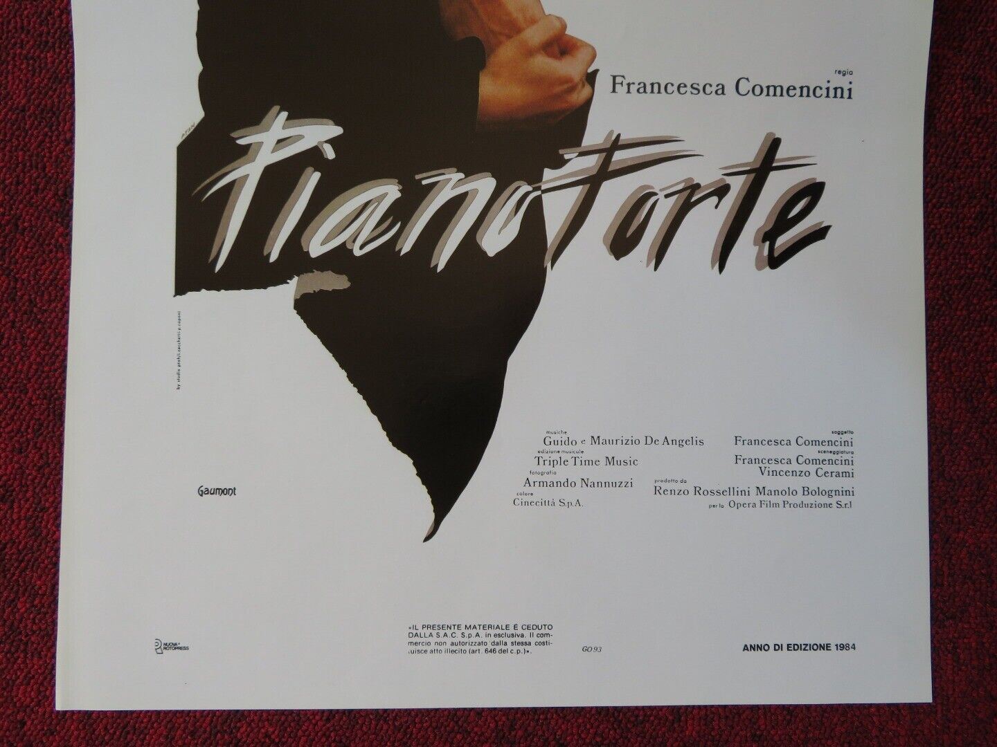 PIANOFORTE  ITALIAN LOCANDINA (27.5"x13") POSTER FRANCESCA COMENCINI 1984