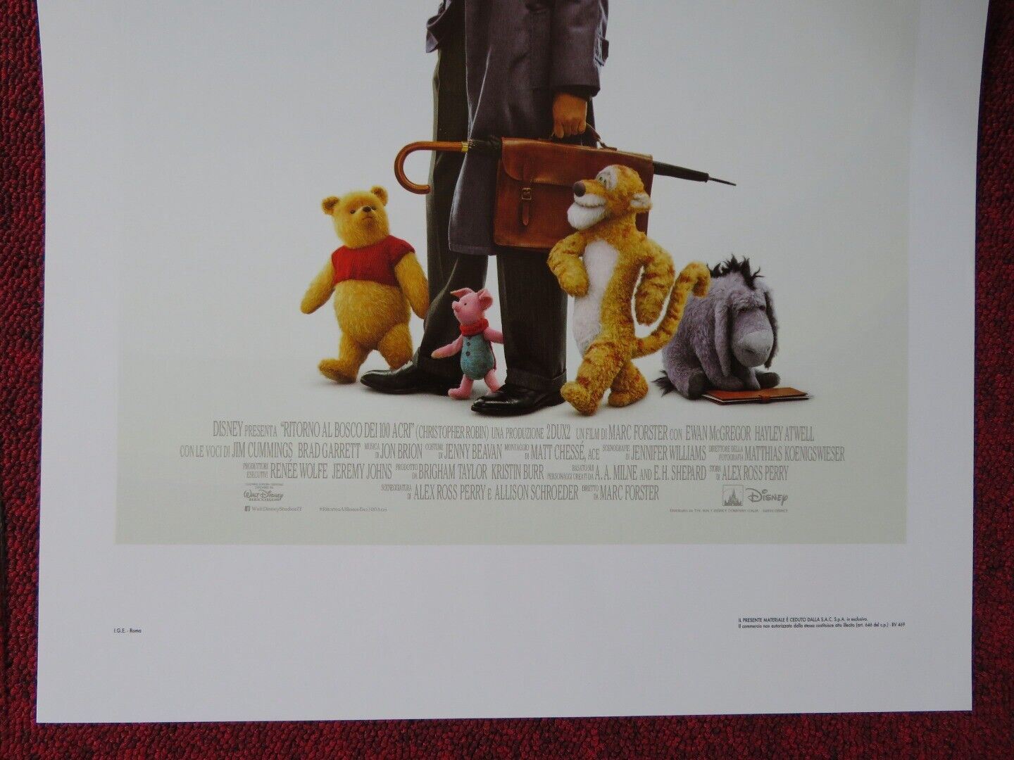 CHRISTOPHER ROBIN  ITALIAN LOCANDINA (27.5"x13") POSTER DISNEY EWAN MCGREGOR '18