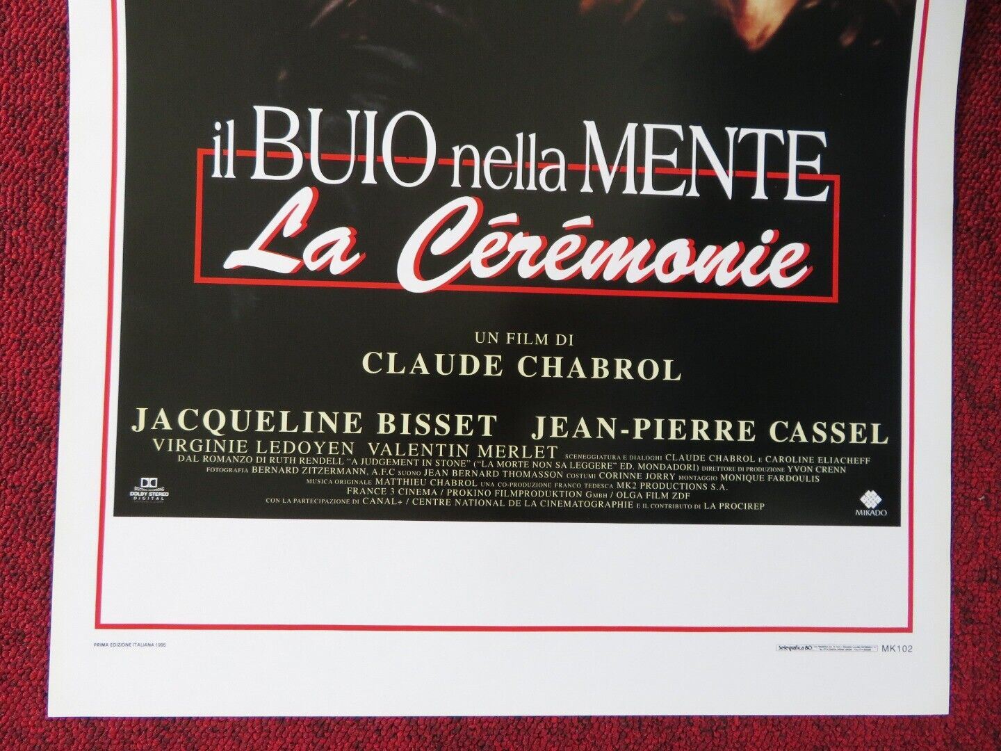 LA CEREMONIE   ITALIAN LOCANDINA (27.5"x13") POSTER ISABELLE HUPPERT 1995