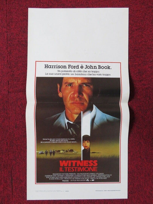 WITNESS  ITALIAN LOCANDINA (25"x13") POSTER HARRISON FORD KELLY MCGILLIS 1985