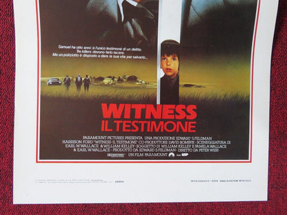 WITNESS  ITALIAN LOCANDINA (25"x13") POSTER HARRISON FORD KELLY MCGILLIS 1985