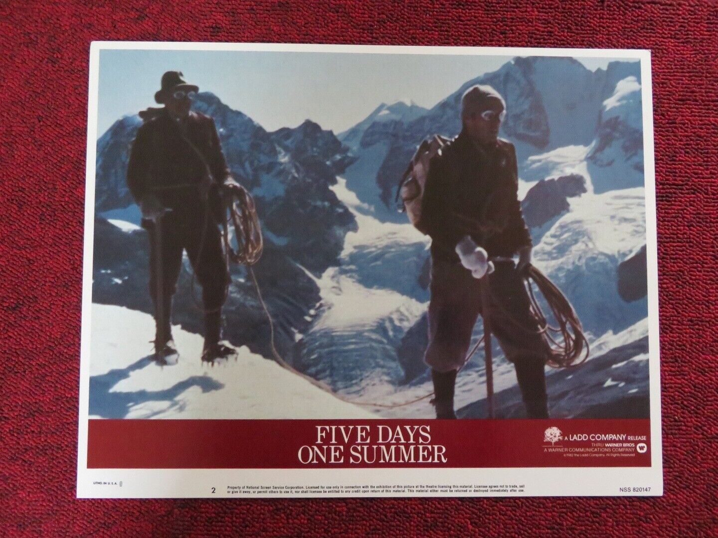 FIVE DAYS ONE SUMMER - 2 US LOBBY CARD SEAN CONNERY LAMBERT WILSON 1982