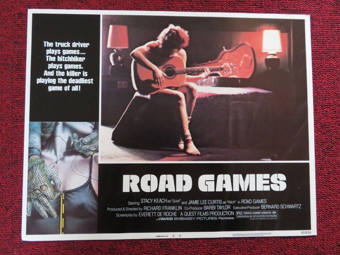 ROAD GAMES - 3 US LOBBY CARD ANGELICA LA BOZZETTA 1981