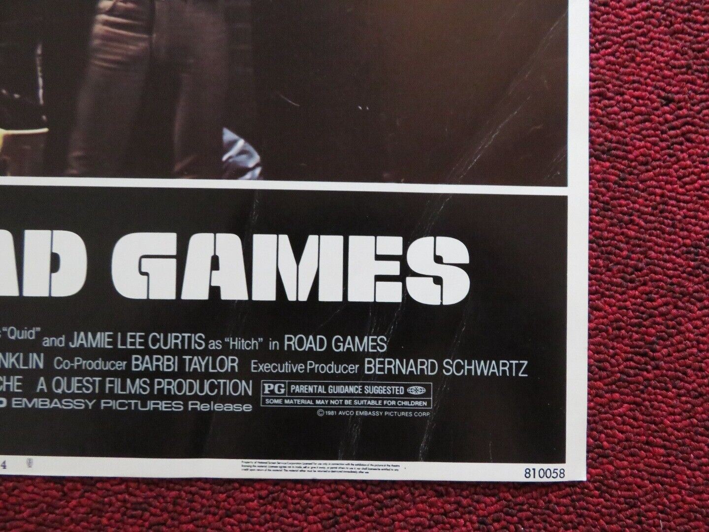 ROAD GAMES - 4 US LOBBY CARD STACY KEACH JAMIE LEE CURTIS 1981