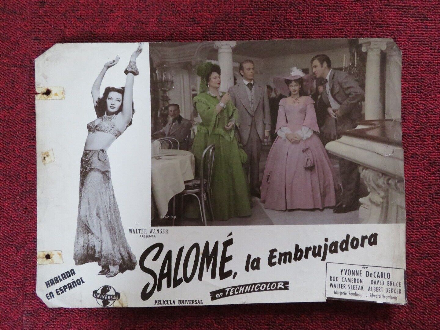 SALOME, WHERE SHE DANCED ARGENTINIAN  LOBBY CARD YVONNE DE CARLO ROD CAMERON '45