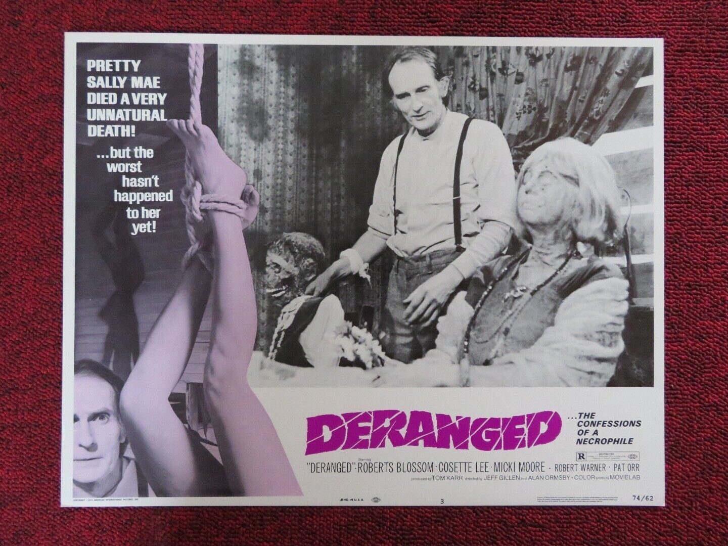 DERANGED US LOBBY CARD ROBERTS BLOSSOM 1974