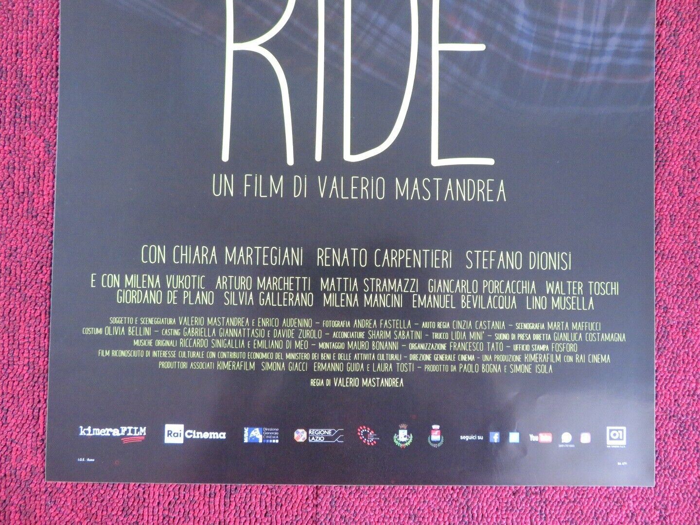 RIDE  ITALIAN LOCANDINA (26.5"x12.5") POSTER VALERIO MASTANDREA 2018