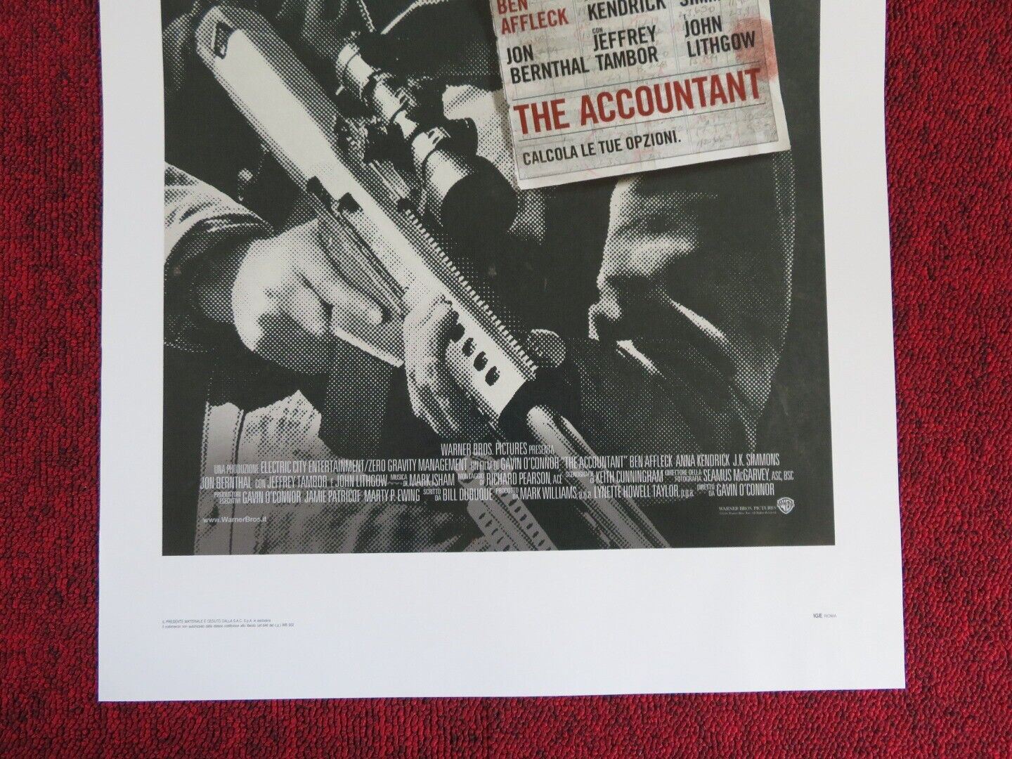 THE ACCOUNTANT ITALIAN LOCANDINA (27.5"x13") POSTER BEN AFFLECK 2016