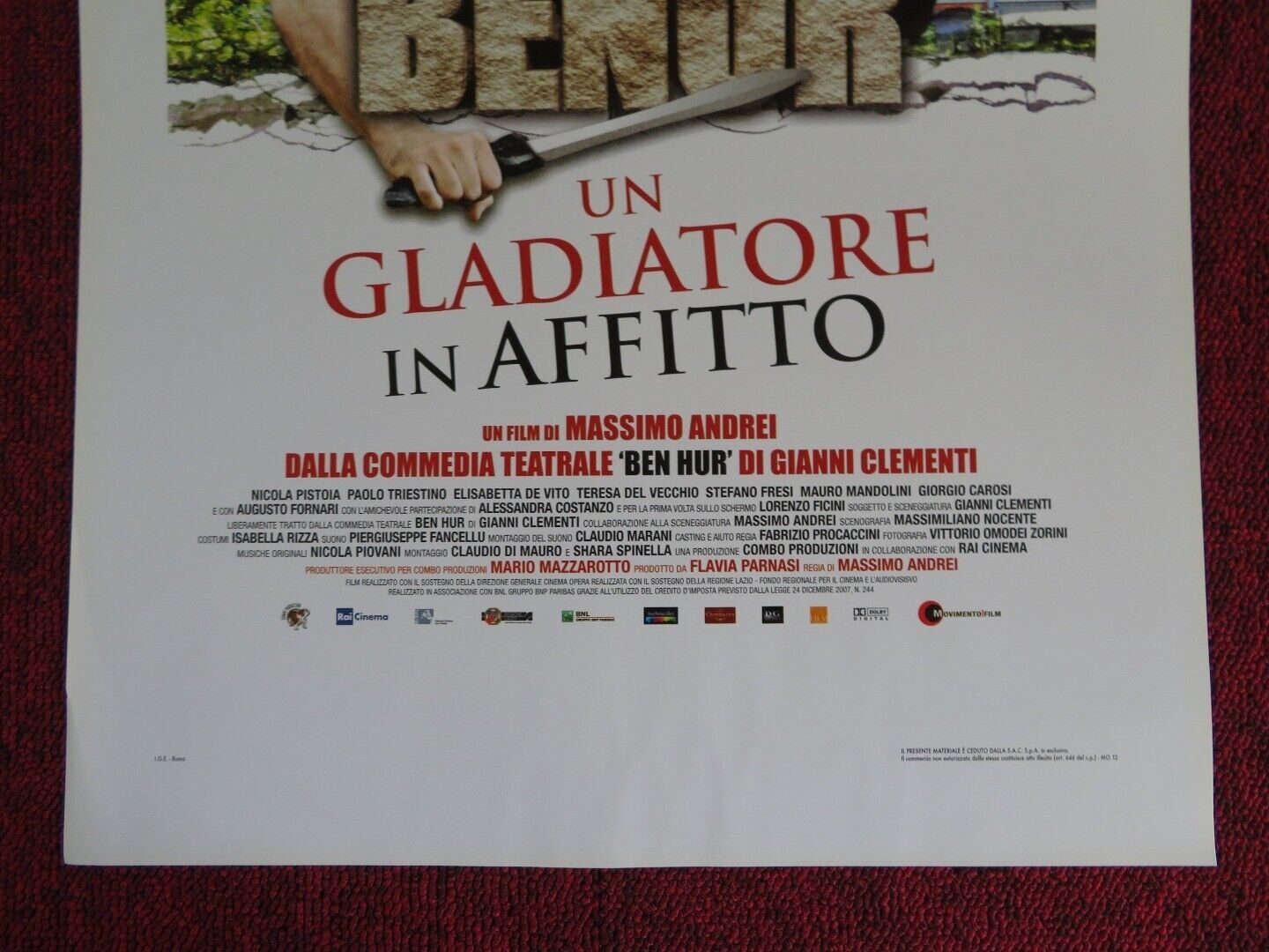 BENUR UN GLADIATORE IN AFFITTO  ITALIAN LOCANDINA (27.5"x13") POSTER 2012