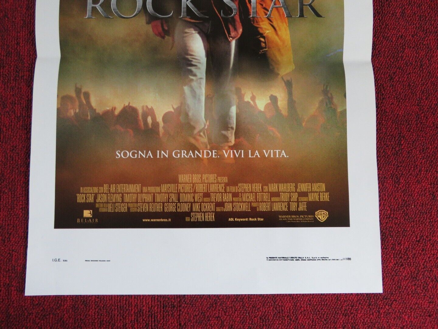 ROCKSTAR   ITALIAN LOCANDINA (27.5"x13") POSTER M WAHLBERG J ANISTON 2001