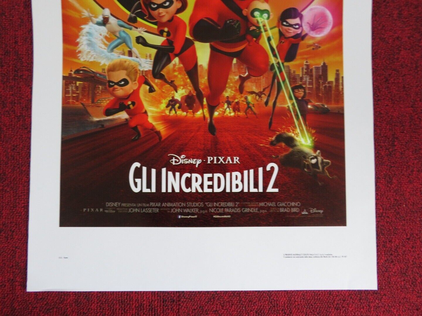 INCREDIBLES 2 ITALIAN LOCANDINA (27.5"x13") POSTER DISNEY HOLLY HUNTER 2018