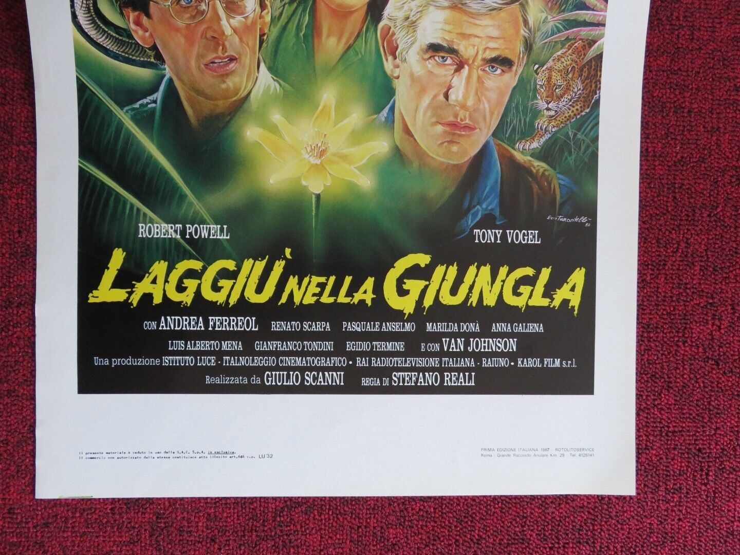 DOWN THERE IN THE JUNGLE ITALIAN LOCANDINA (27.5"x13") POSTER TONY VOGEL 1988