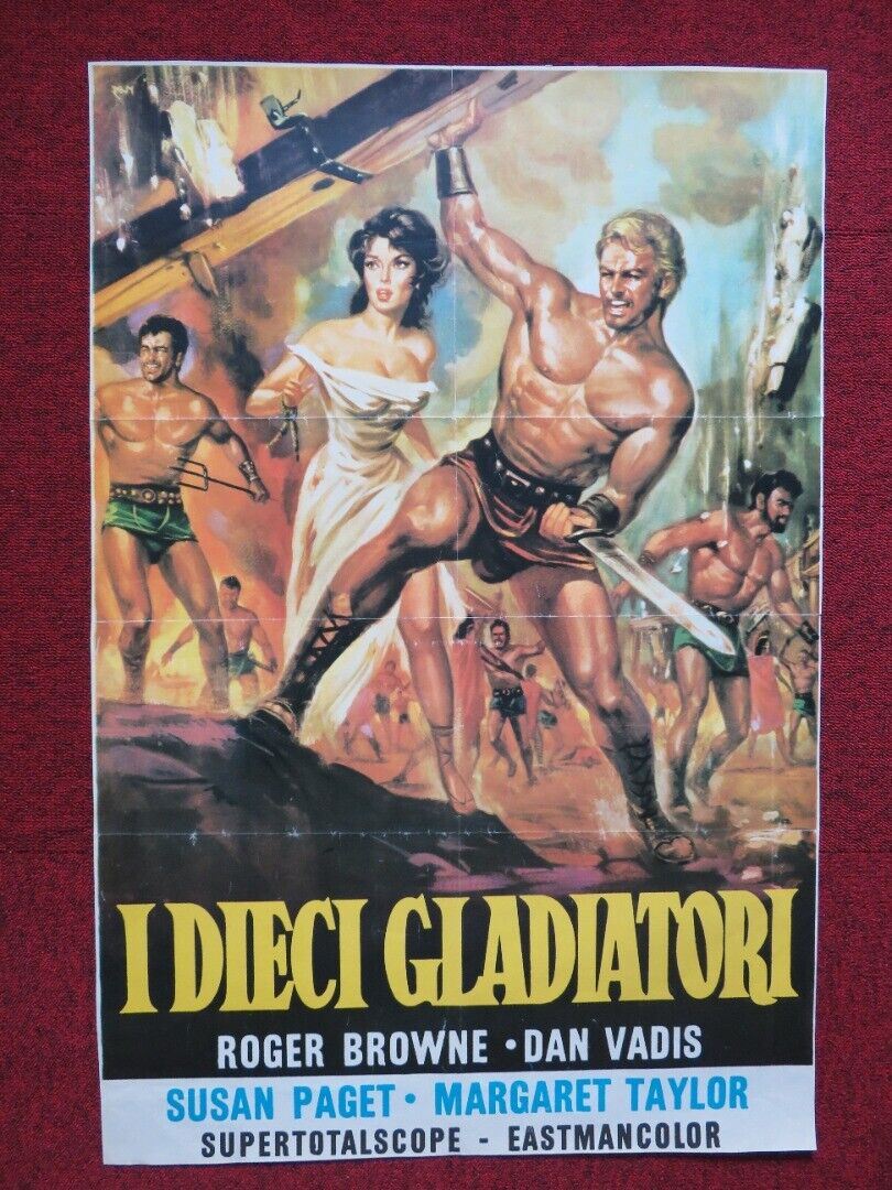 THE TEN GLADIATORS ITALIAN FOGLIO ROLLED POSTER ROGER BROWNE DAN VADIS 1963