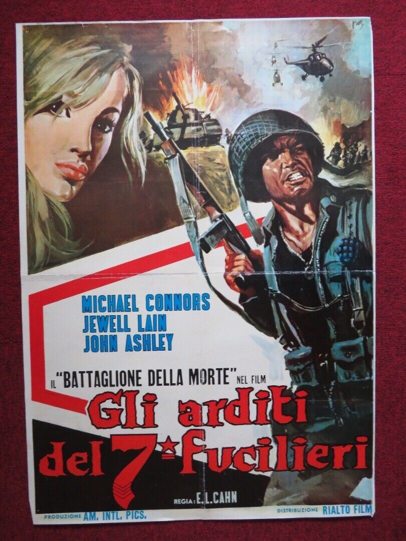 GLI ARDITI DEL 7 FUCILIERI ITALIAN FOGLIO ROLLED POSTER MICHAEL CONNORS 1958