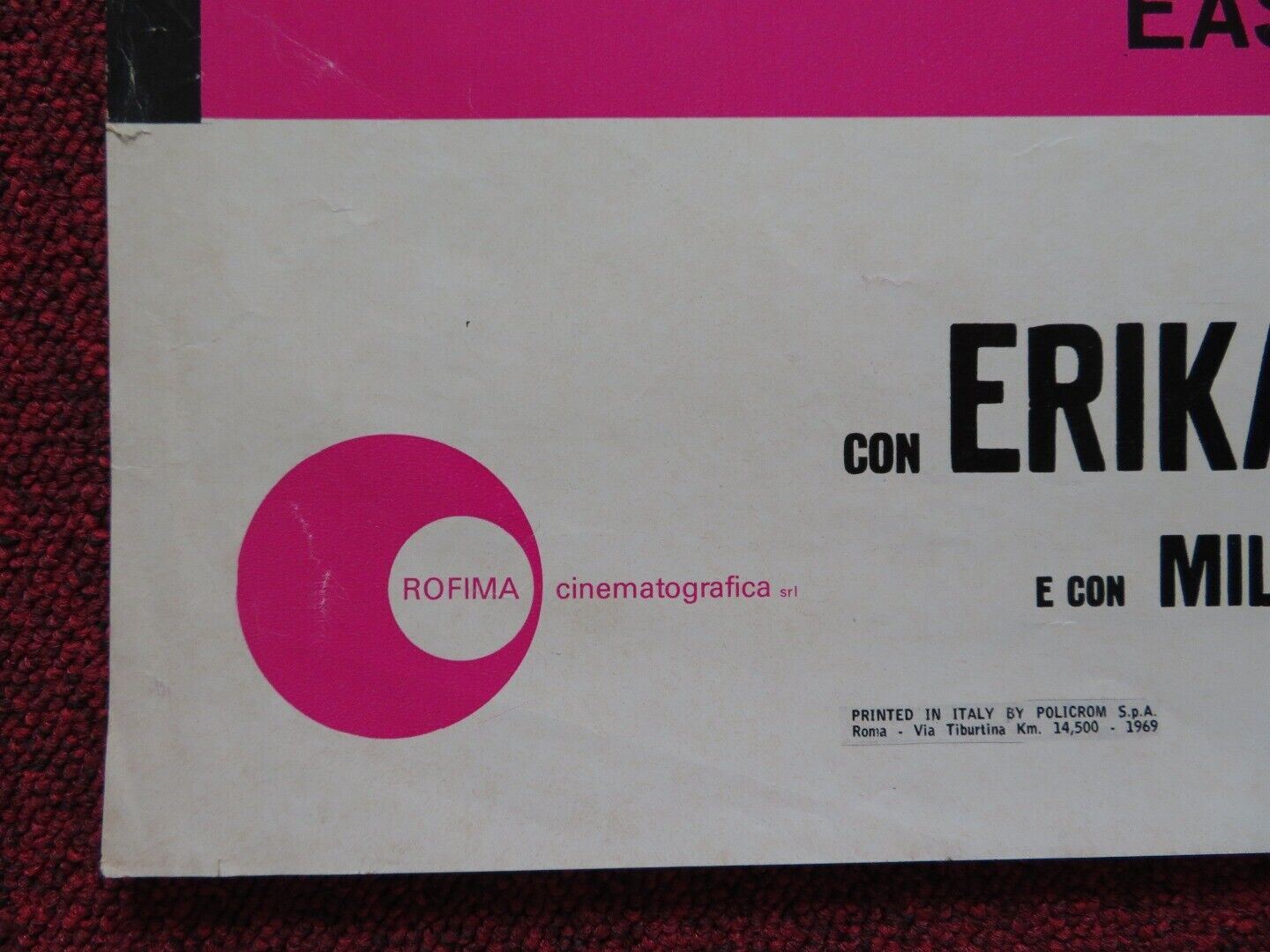 IO, EMMANUELLE ITALIAN FOGLIO ROLLED POSTER ERIKA BLANC ADOLFO CELI 1969