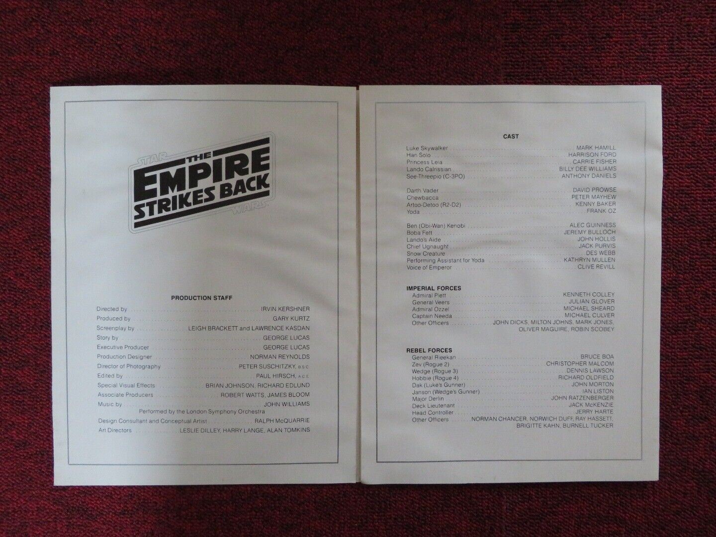 STAR WARS: EPISODE V - THE EMPIRE STRIKES BACK PRESS PACK COVER GEORGE LUCAS '80