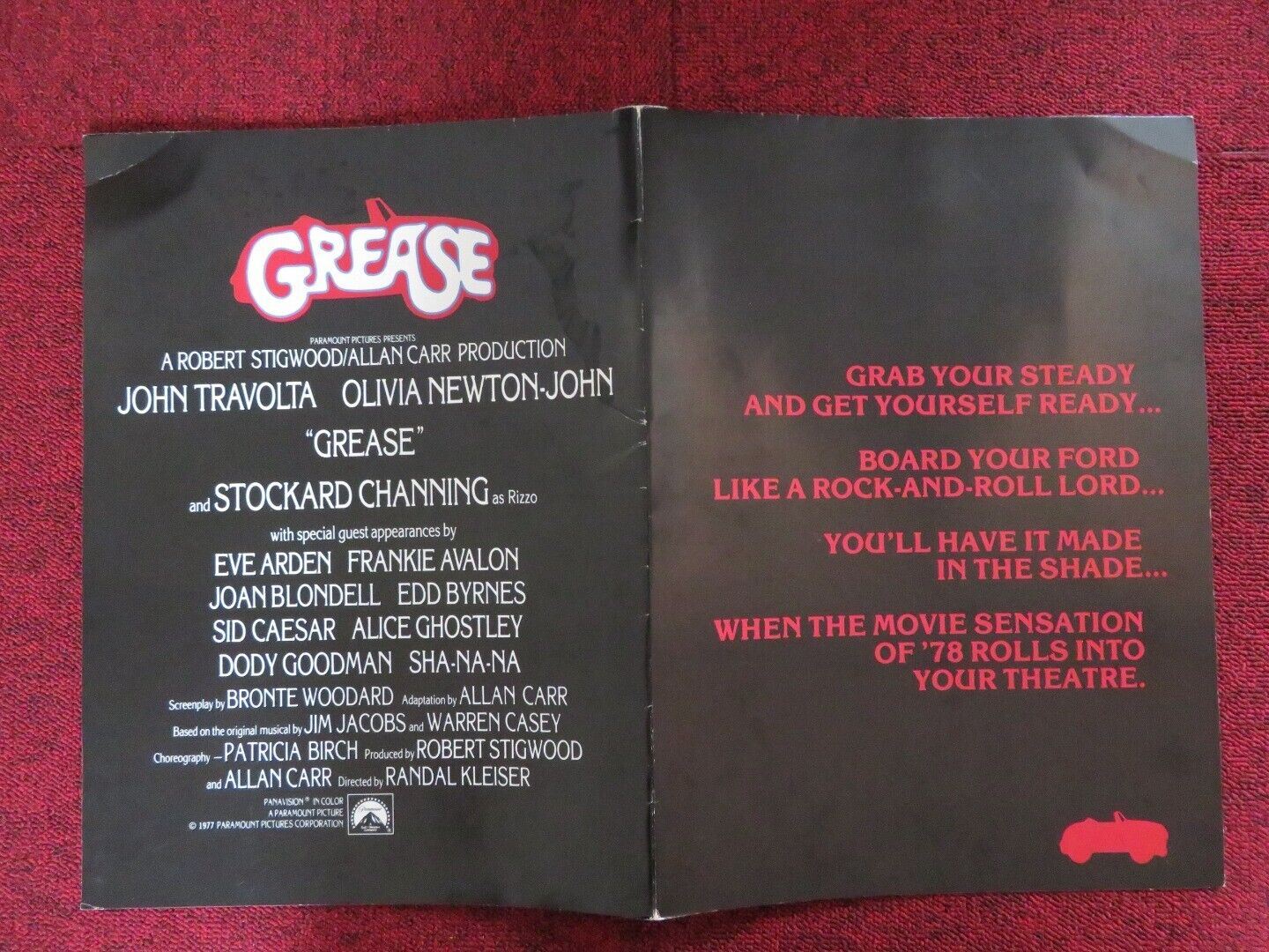 GREASE PRESS PACK COVER JOHN TRAVOLTA OLIVIA NEWTON-JOHN 1978