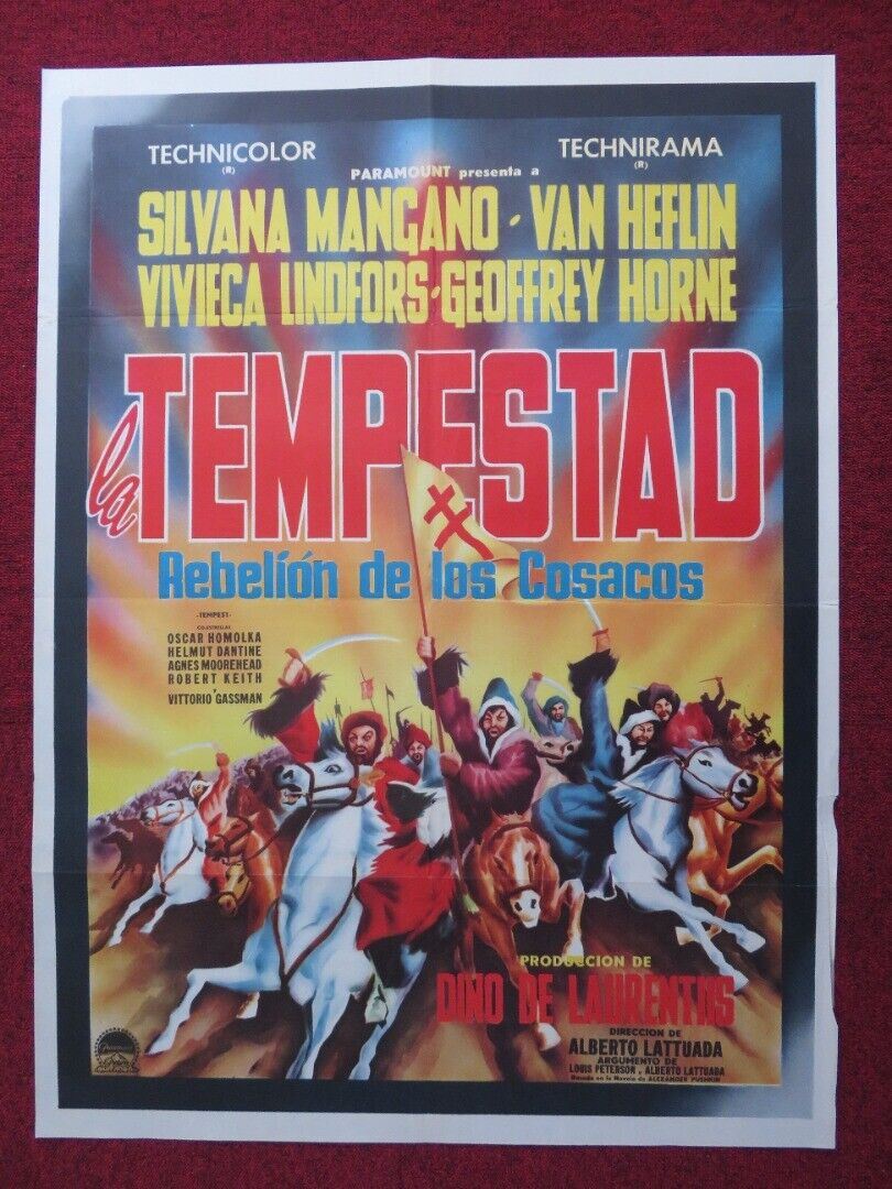 LA TEMPESTAD / TEMPEST SPANISH ROLLED POSTER SILVANA MANGANO VAN HEFLIN 1958