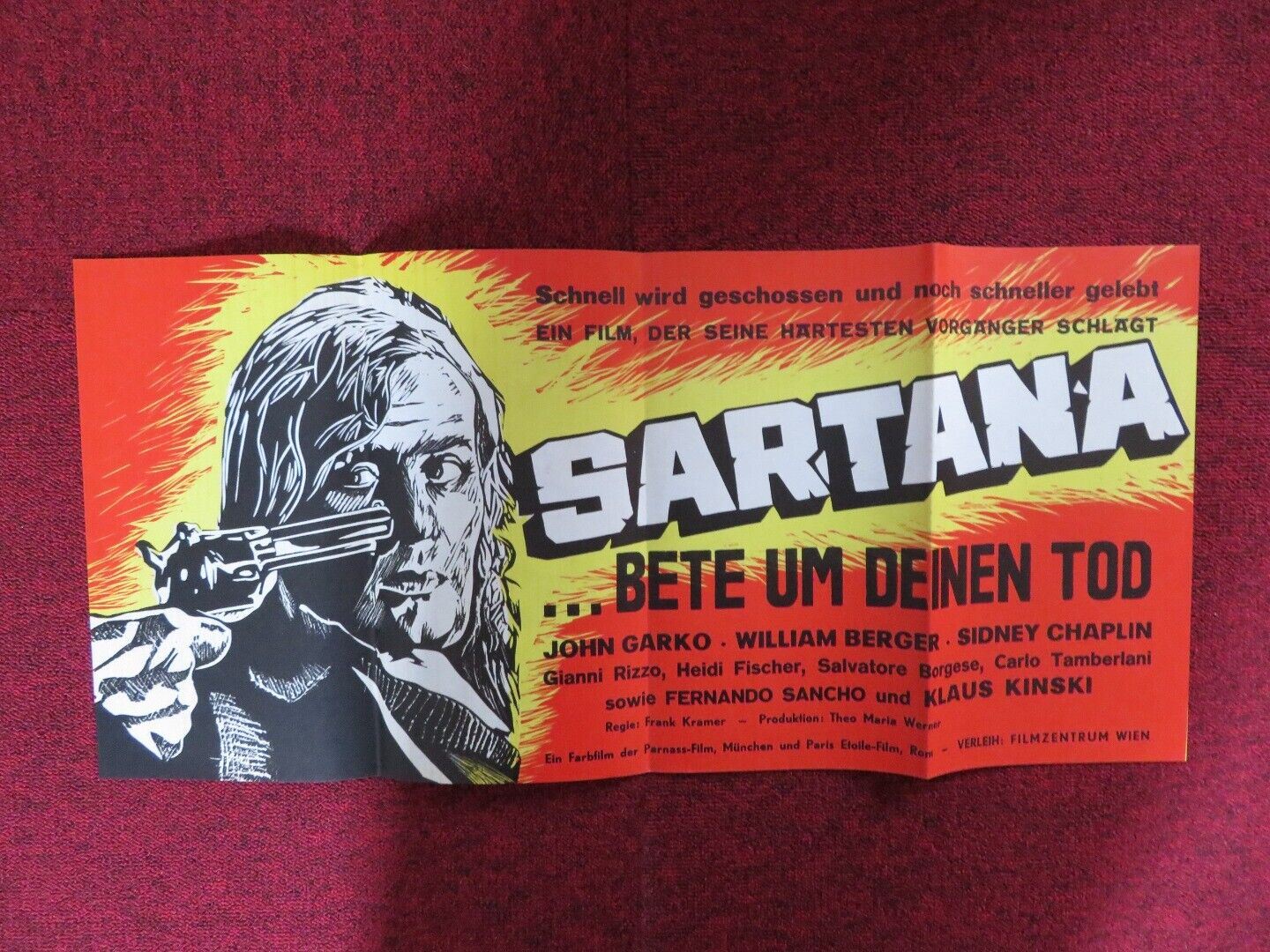 I AM SARTANA, YOUR ANGEL OF DEATH GERMAN POSTER (26.5"x 12.5") JOHN GARKO 1969