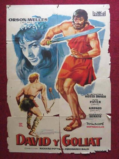 DAVID AND GOLIATH SPANISH ROLLED POSTER ORSON WELLES IVICA PAJER 1960