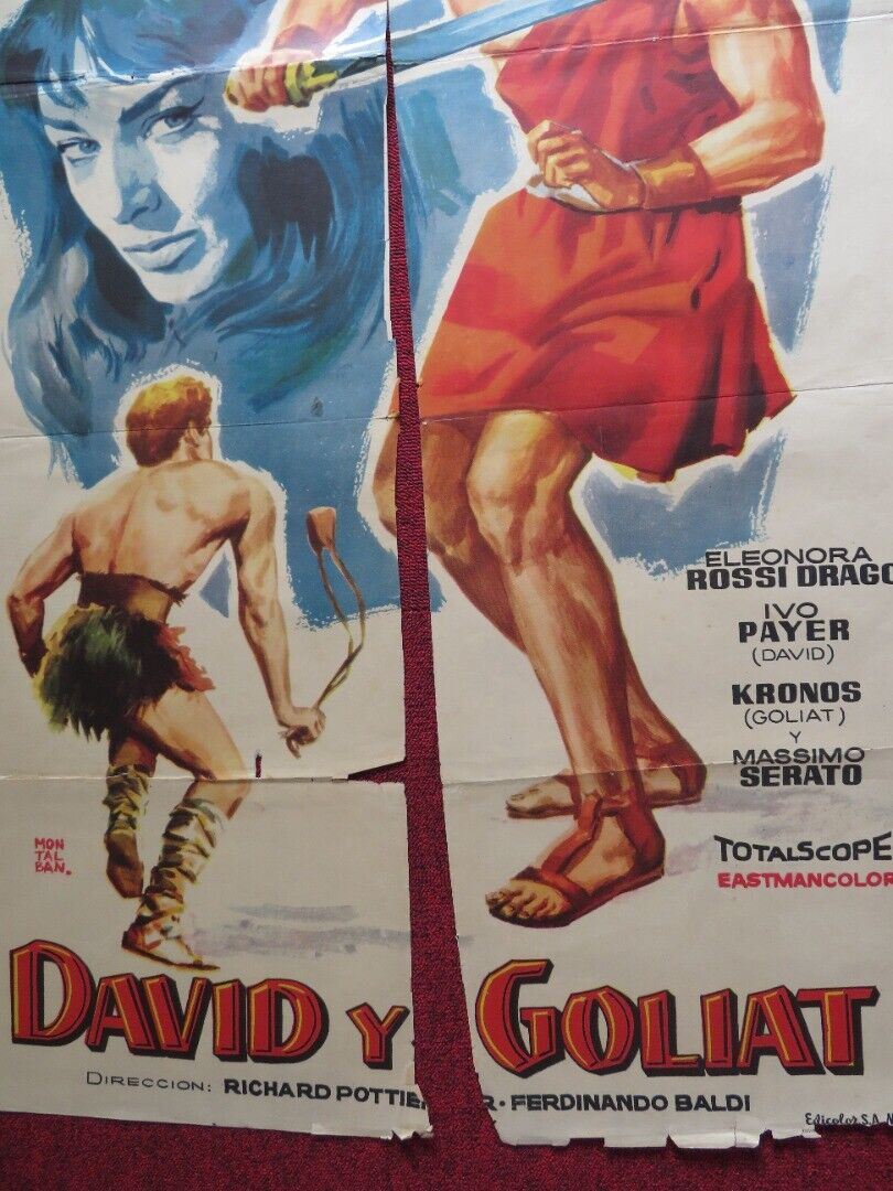 DAVID AND GOLIATH SPANISH ROLLED POSTER ORSON WELLES IVICA PAJER 1960