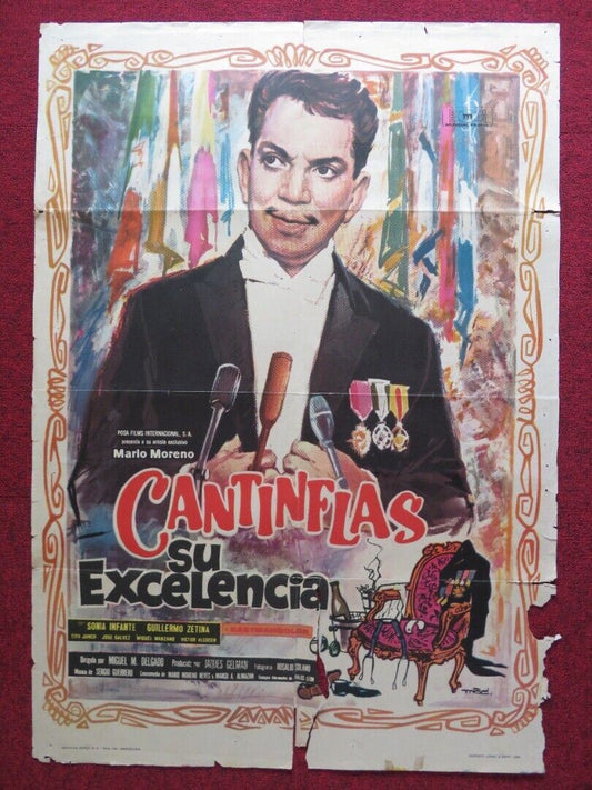 SU EXCELENCIA SPANISH ROLLED POSTER CANTINFLAS SONIA INFANTE 1967