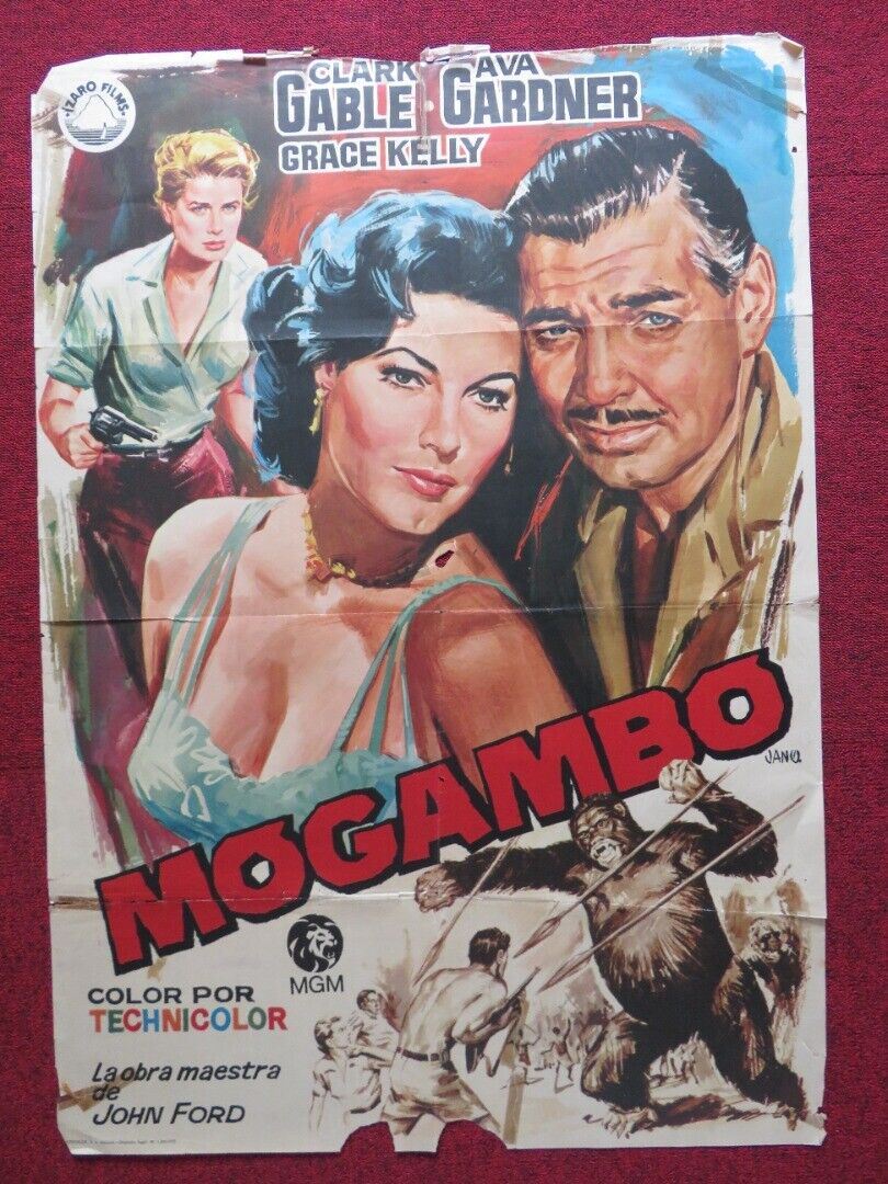 MOGAMBO SPANISH ROLLED POSTER CLARK GABLE GRACE KELLY 1953