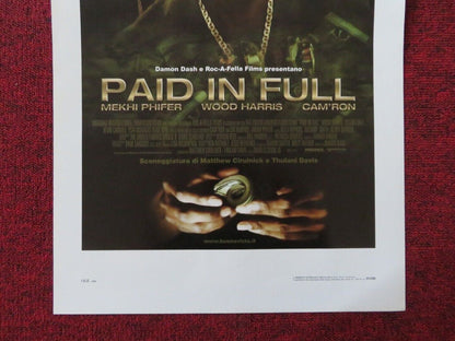 PAID IN FULL  ITALIAN LOCANDINA (27.5"x13") POSTER MEKHI PHIFER 2002