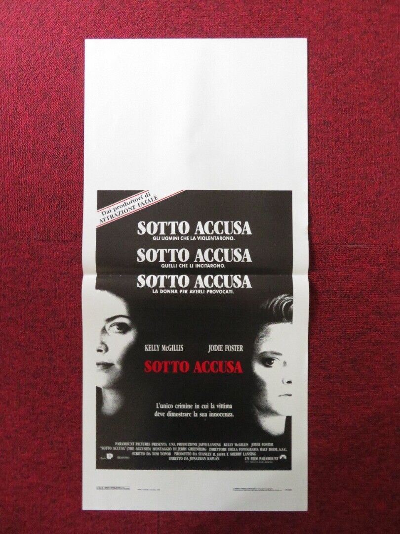 THE ACCUSED ITALIAN LOCANDINA (27.5"x13") POSTER JODIE FOSTER KELLY MCGILLIS '88