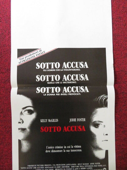 THE ACCUSED ITALIAN LOCANDINA (27.5"x13") POSTER JODIE FOSTER KELLY MCGILLIS '88