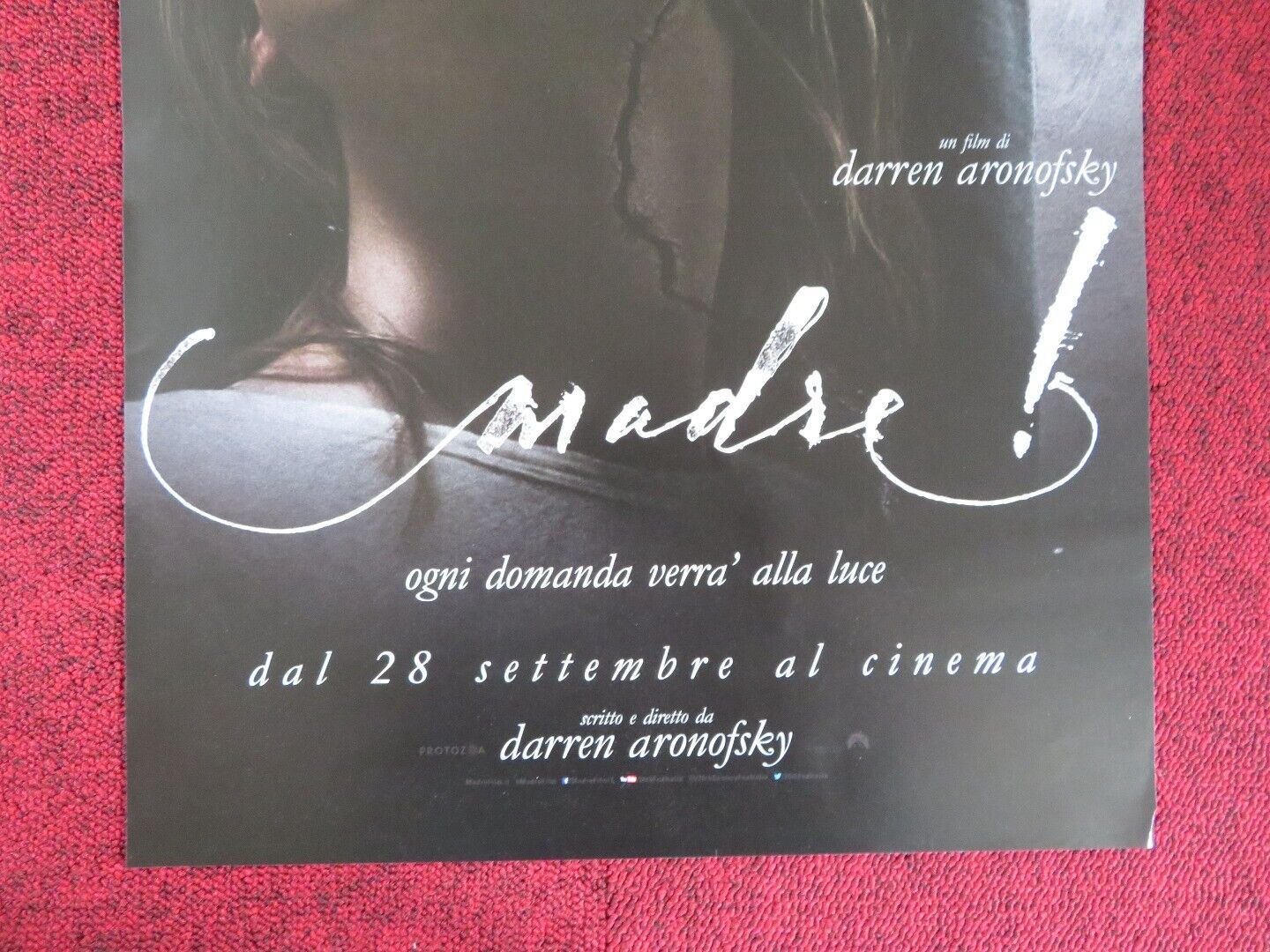 MOTHER! ITALIAN LOCANDINA (27"x13") POSTER JENNIFER LAWRENCE D ARONOFSK 2017