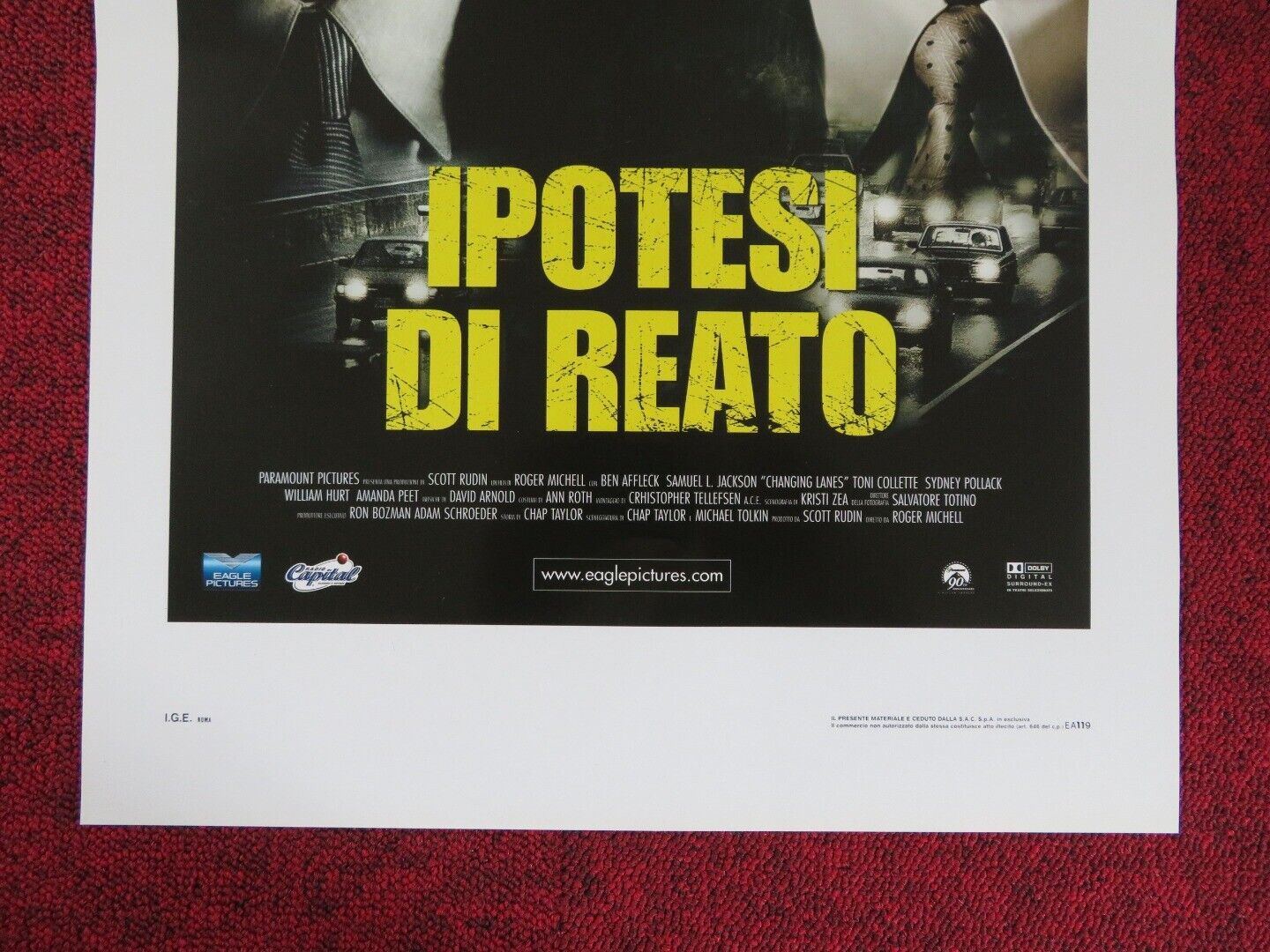 CHANGING LANES ITALIAN LOCANDINA (27.5"x13") POSTER SAMUEL L.JACKSON 2002