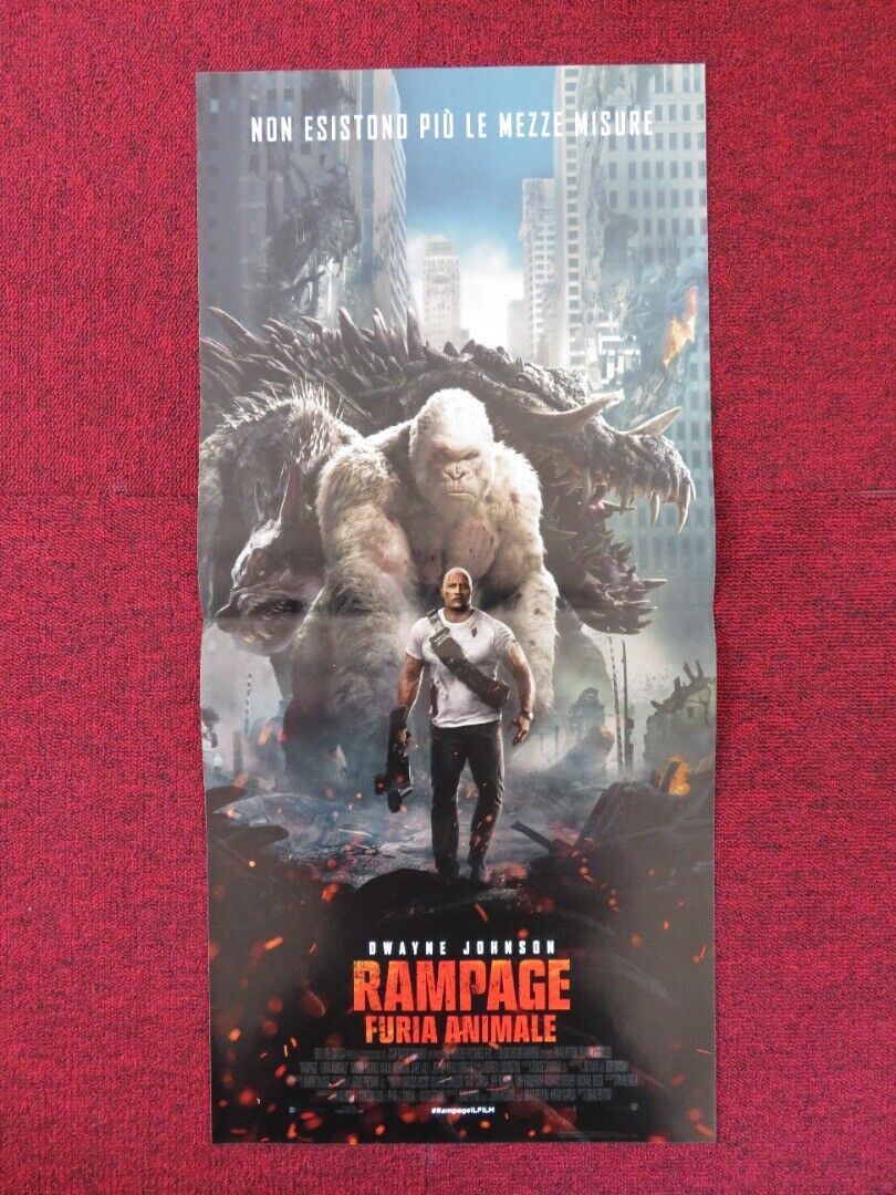 RAMPAGE  ITALIAN LOCANDINA (27.5"x12.5") POSTER DWAYNE JOHNSON NAOMIE HARRIS '18