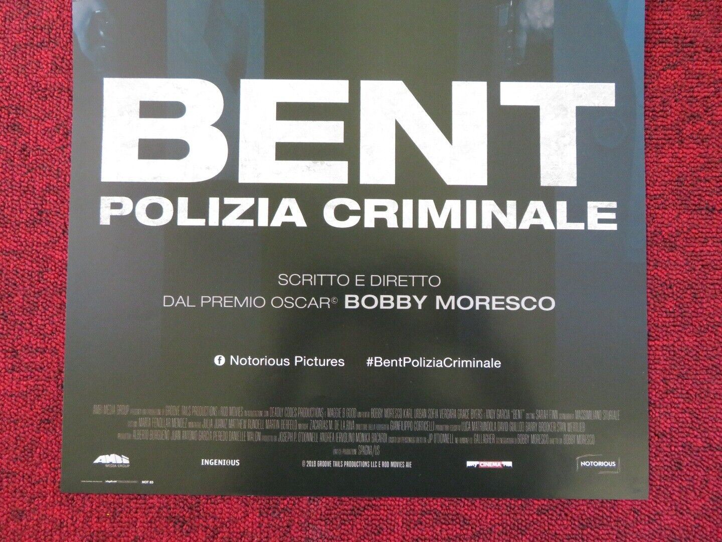 BENT  ITALIAN LOCANDINA (26.5"x12.5") POSTER KARL URBAN ANDY GARCIA G BYERS '18