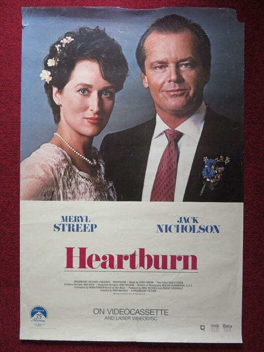 HEARTBURN U.S ROLLED POSTER VHS JACK NICHOLSON MERYL STREEP 1986