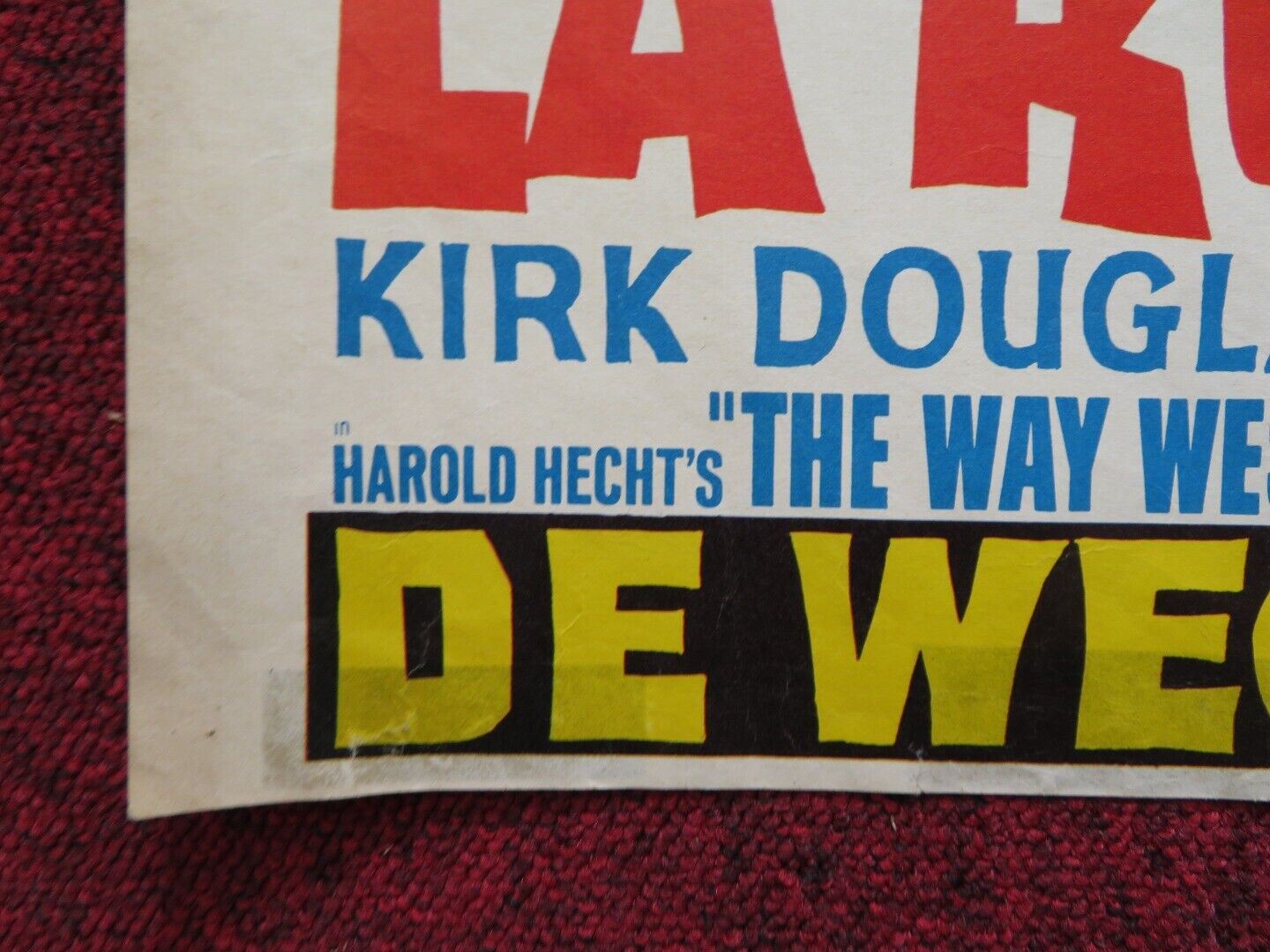 THE WAY WEST FRENCH ROLLED POSTER KIRK DOUGLAS ROBERT MITCHUM 1967