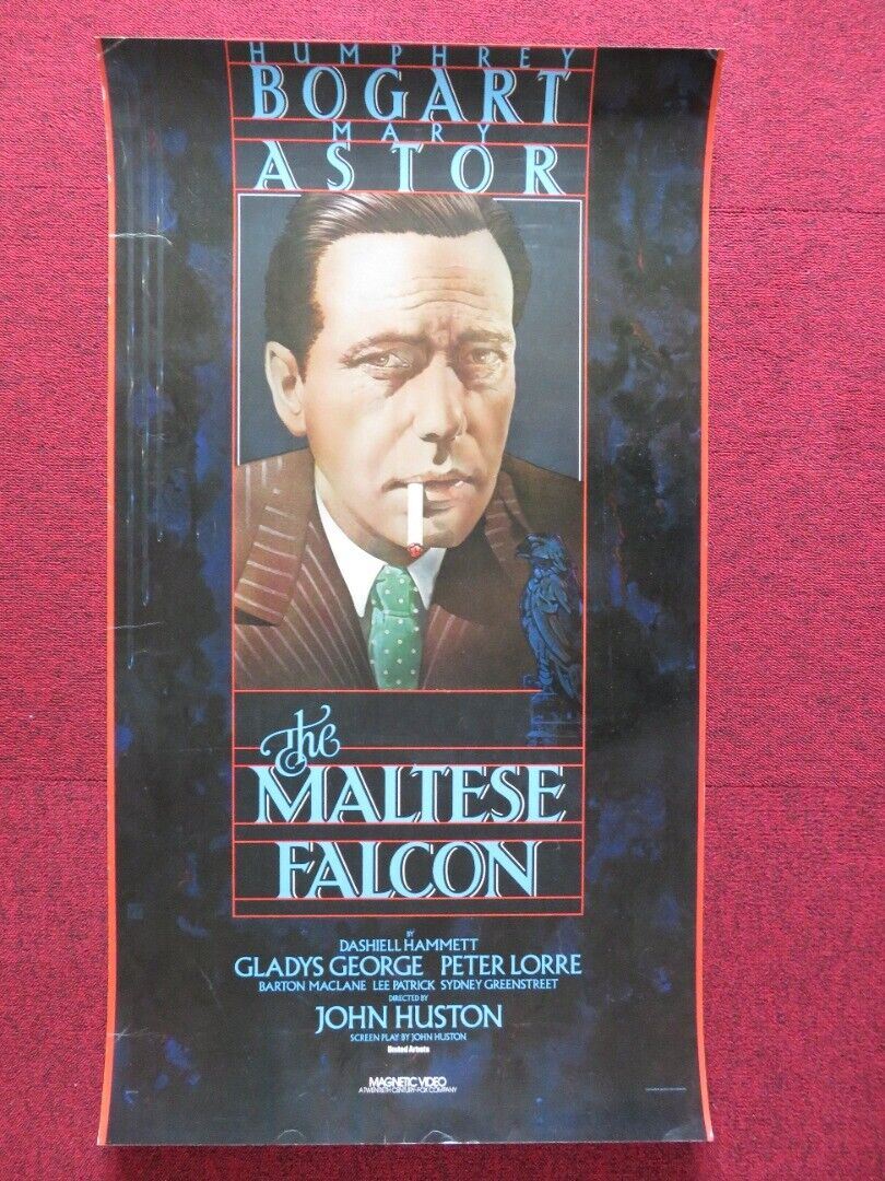 THE MALTESE FALCON  U.S ROLLED VHS POSTER  HUMPHREY BOGART MARY ASTOR 1981