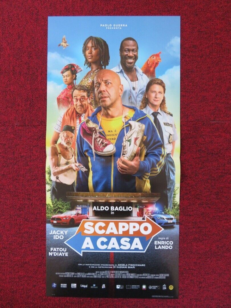 SCAPPO A CASA  ITALIAN LOCANDINA (26.5"x12.5") POSTER JACKY IDO FATOU 2019